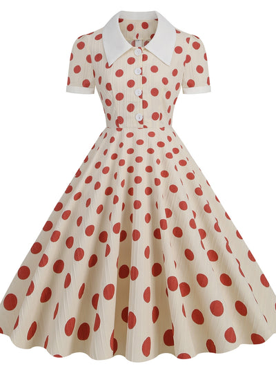 50 Hepburn Retro Polka-dot Dress