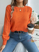 Leisure Solid Color Hollow Pullover Sweater