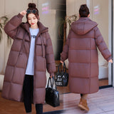 Hooded Thick Long Over-the-knee Cotton-padded Coat