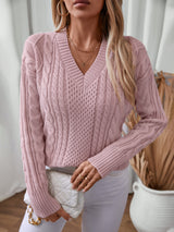 V-neck Pullover Vintage Twisted Sweater