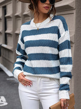 Contrast Striped Knitted Sweater