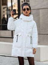 Bright Medium Long Slim Thick Cotton-padded Jacket