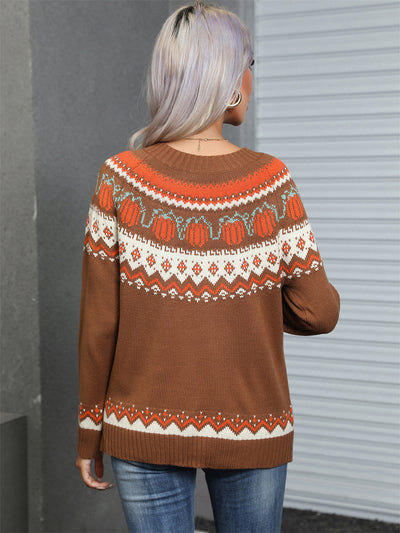 Christmas Print Round Neck Sweater