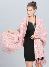 Imitation Mink Letter Jacquard Fringed Shawl Scarf