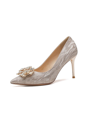 Sequin Square Buckle Pointed Wedding Shoes