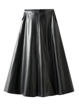 Autumn and Winter PU Leather Solid Color Skirt