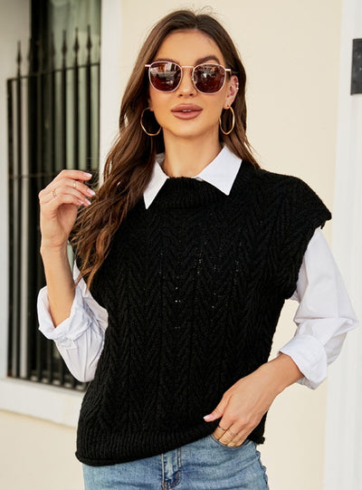 Round Neck Sleeveless Sweater Vest