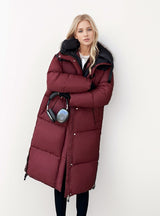 Contrast Color Knee-length Thick Loose Cotton-padded Coat