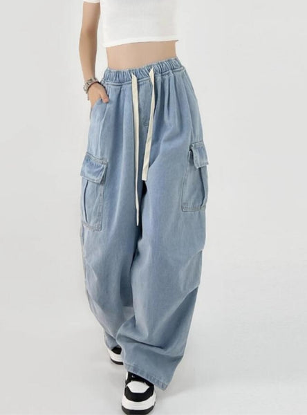 Elastic Waist Loose Casual Jeans