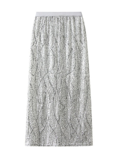 Split Hip Sequined Skirt