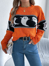 Halloween Contrast Long Sleeve Sweater