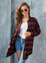 Long Sleeve Plaid Shirt Retro Coat