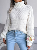 High-necked Long-sleeved Hollow Leisure Sweater