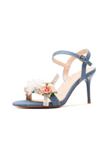 Open-toed Stiletto Sandals Denim Heels