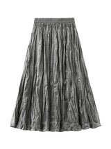 High Waist Wrinkle Middle Long Skirt