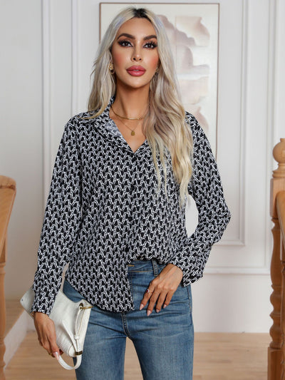 Geometric Printed Long Sleeve Shirt