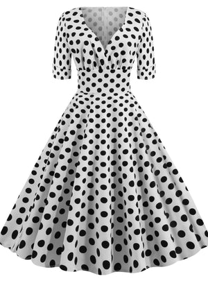 Polka Dot Vintage V-neck Dress