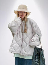 Loose and Slim Rhombic Cotton-padded Jacket Coat