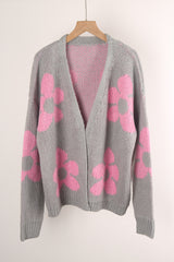 Printed Cardigan Flower Sweater