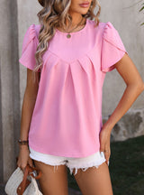 Casual V-neck Chiffon Bud Sleeve Shirt Top