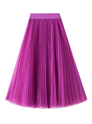 Large Swing Gauze Pleated Skirt