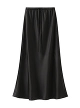 Elastic Waist Drawstring Slim Satin Skirt