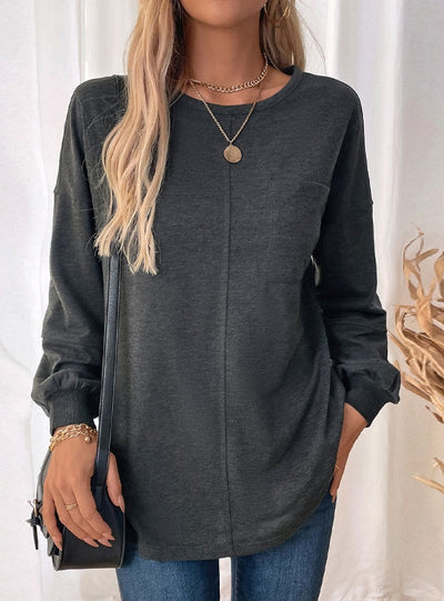 Long-sleeved Round Neck Pullover Top