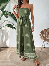 Casual Snowflake Pattern Printed Wide-leg Jumpsuit