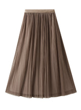 High Waist Pleated Gauze Skirt