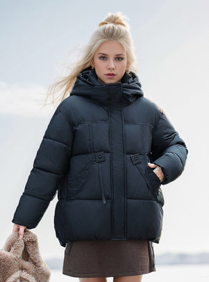 Fashion Short Pocket Cotton-padded Down Jacket