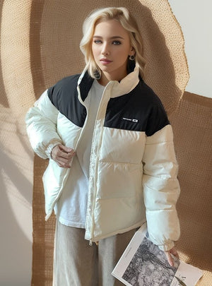 Short Stitching Cotton-padded Jacket Coat