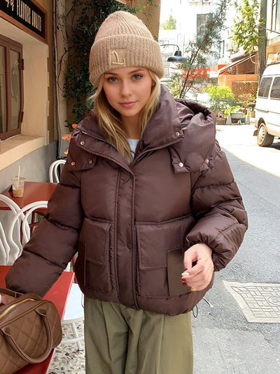 Loose Big Pockets Short Cotton-padded Jacket Coat