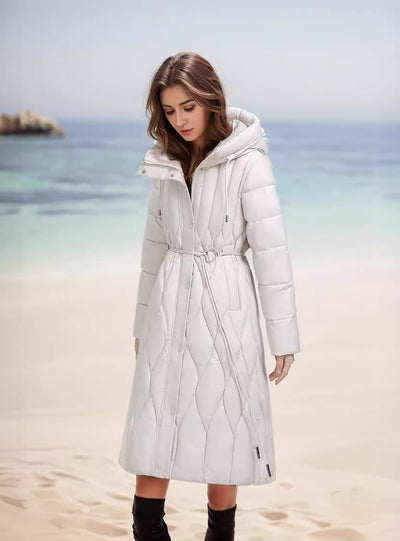 Slim-fit Long Padded Hooded Cotton Coat