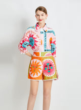 Sun Printed Loose Short-sleeved Shirt and Shorts Suit