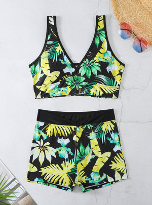 Boxer Print Sports Backless Swimsuit