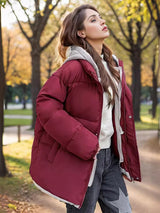 Fake Two-piece Hooded Thickened Cotton-padded Jacket