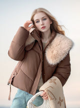 Short Warm Coat Large Fur Collar Down Jacket