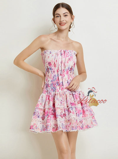 Seaside Holiday Tube Top Floral Halter Dress