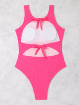 Threaded Pit Cloth Solid Color One-piece Bikini