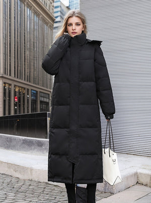 Black Cotton-padded Down Jacket Coat