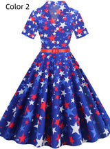 Flag Printed High Waist Retro Dress