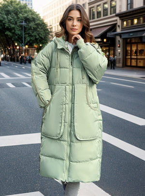 Long and Slim Fashion Cotton-padded Jacket Coat