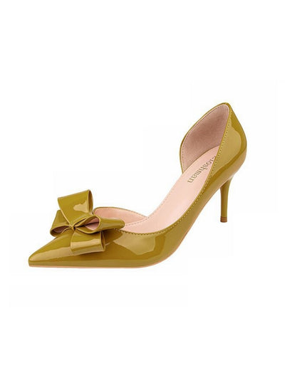 Stiletto-heeled Bow Side Hollow Shoes