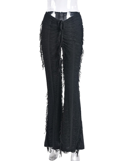 Irregular Horn Slacks Tassels Pant