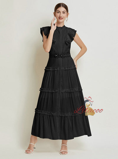 Waist Slim Wooden Ear Long Dress