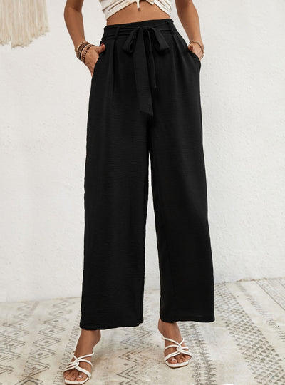 Pocket High Waist Wide-leg Pants