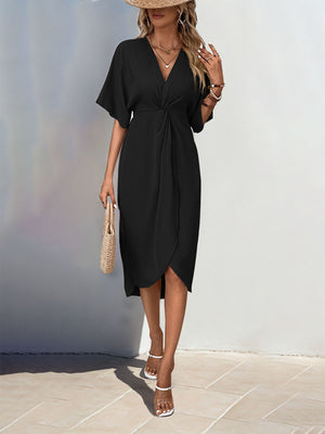 Raglan Sleeve Solid Color Irregular Dress