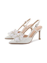 Lace Bow Stiletto Heels Sandals Shoes