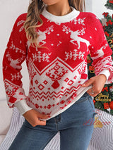 Christmas Leisure Deer Pattern Long Sleeve Sweater