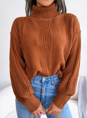 Turtleneck Twist Lantern Sleeve Sweater